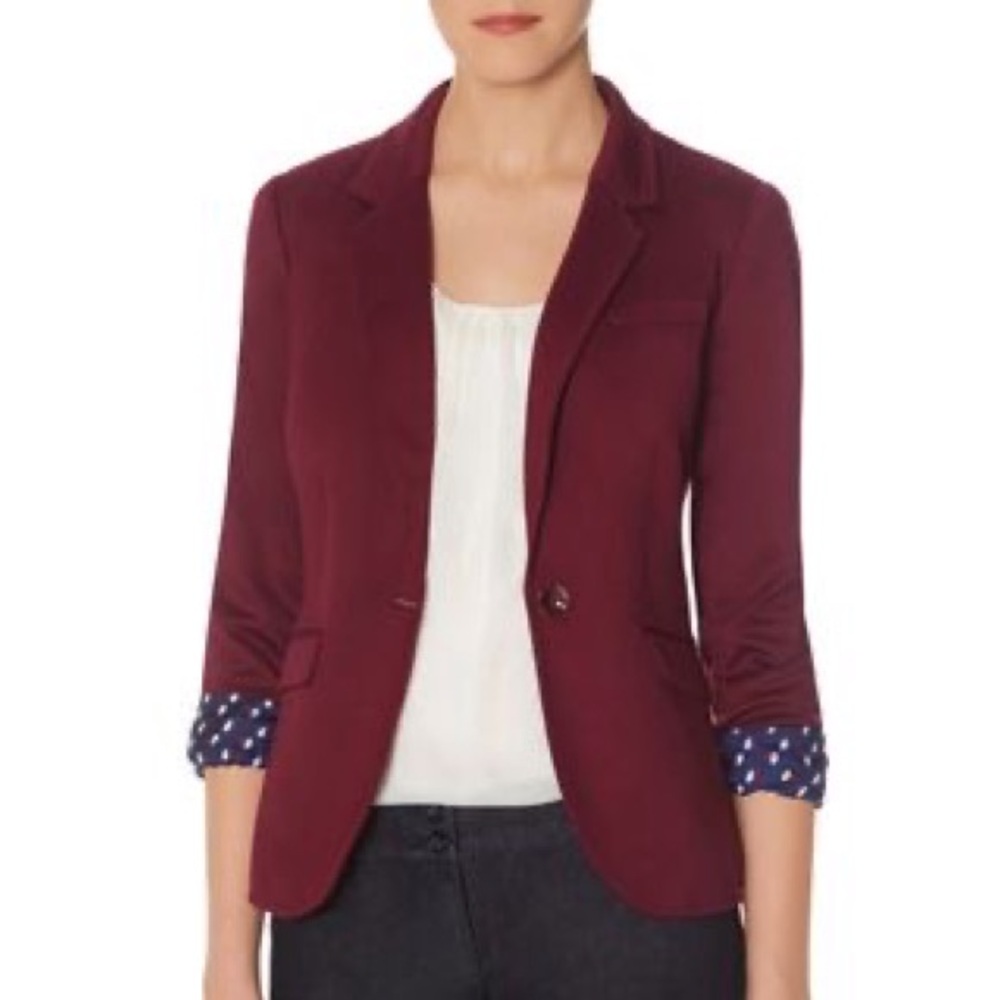 The Limited OBR Single Button Blazer with Polka Dot Lining - Wine Red - US Small